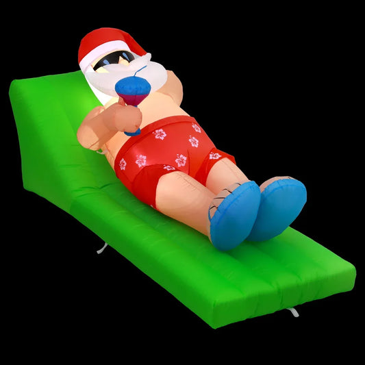 Jingle Jollys Christmas Inflatable Santa Bench 1.8M LED Illuminated Decorations - Mekamart Australia