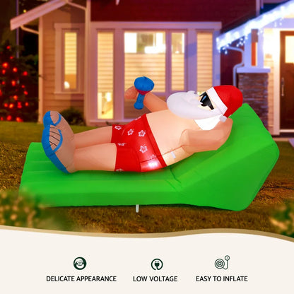 Jingle Jollys Christmas Inflatable Santa Bench 1.8M LED Illuminated Decorations - Mekamart Australia