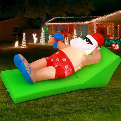 Jingle Jollys Christmas Inflatable Santa Bench 1.8M LED Illuminated Decorations - Mekamart Australia