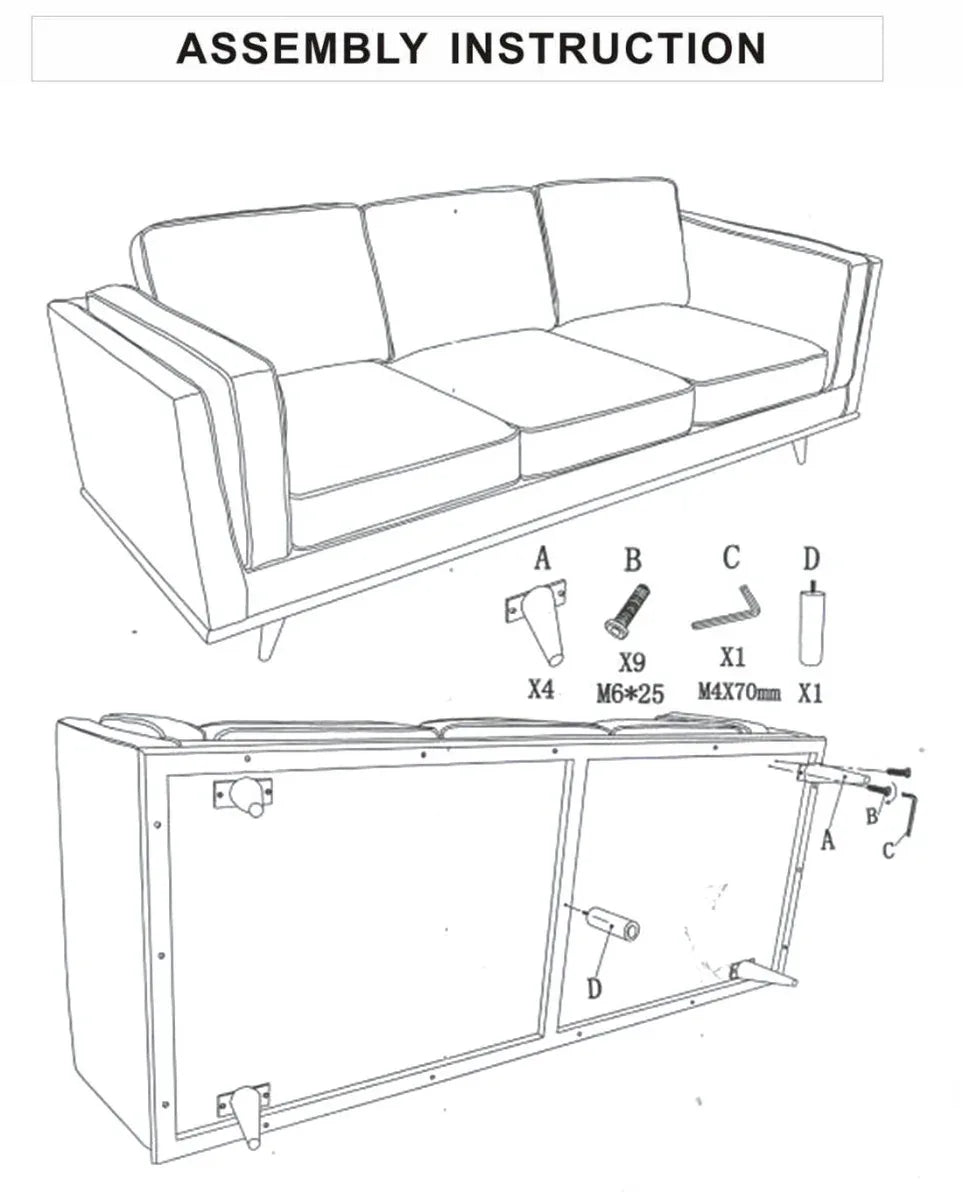 3 Seater Faux Sofa Brown Lounge Set for Living Room Couch with Wooden Frame - Mekamart Australia