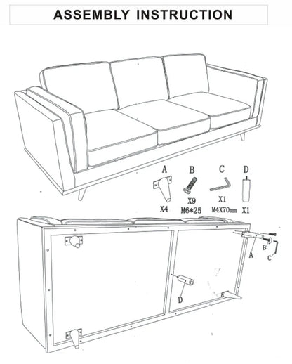 3 Seater Faux Sofa Brown Lounge Set for Living Room Couch with Wooden Frame - Mekamart Australia