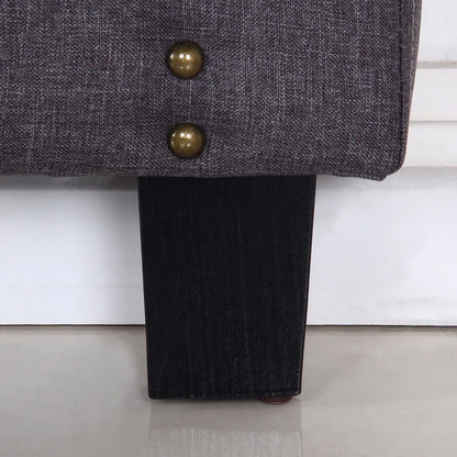 Bed Head Queen Charcoal Headboard Upholstery Fabric Studded Buttons - Mekamart Australia