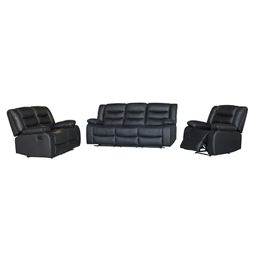 3+2+1 Seater Recliner Sofa In Faux Leather Lounge Couch in Black - Mekamart Australia