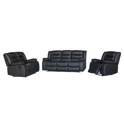 3+2+1 Seater Recliner Sofa In Faux Leather Lounge Couch in Black - Mekamart Australia